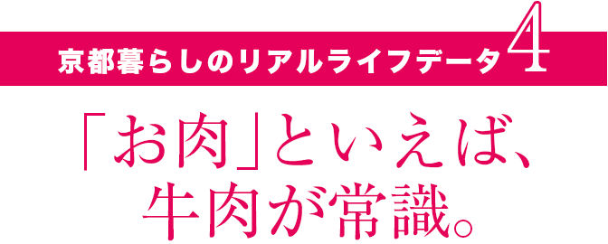 京都暮らしのリアルライフデータ4「お肉」といえば、牛肉が常識。