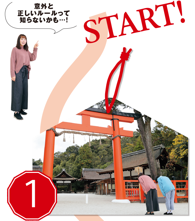 START! 1 鳥居をくぐる前に一礼