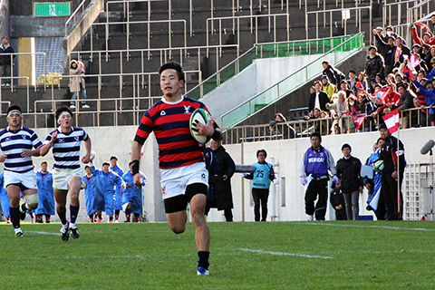 ラグビー部 全国大学ラグビー選手権で明治大学から歴史的勝利