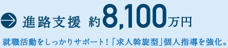 進路支援 約8,100万円 就職活動をしっかりサポート!「求人斡旋型」個人指導を強化。