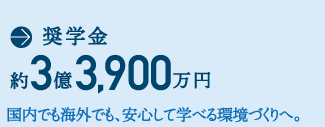 奨励金 3億3,900万円 国内でも海外でも、安心して学べる環境づくりへ。