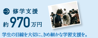 修学支援 約970万円 学生の目線を大切に、きめ細かな学習支援を。