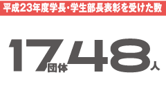 平成23年度学長・学生部長表彰を受けた数17団体48人