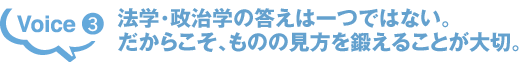 Voice3 法学・政治学の答えは一つではない。だからこそ、ものの見方を鍛えることが大切。