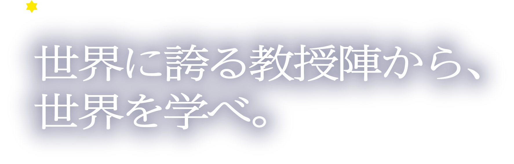世界に誇る教授陣から、世界を学べ。