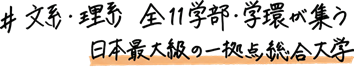 文系・理系　全10学部が集う日本最大級の一拠点総合大学